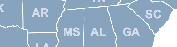 close up image of a US map